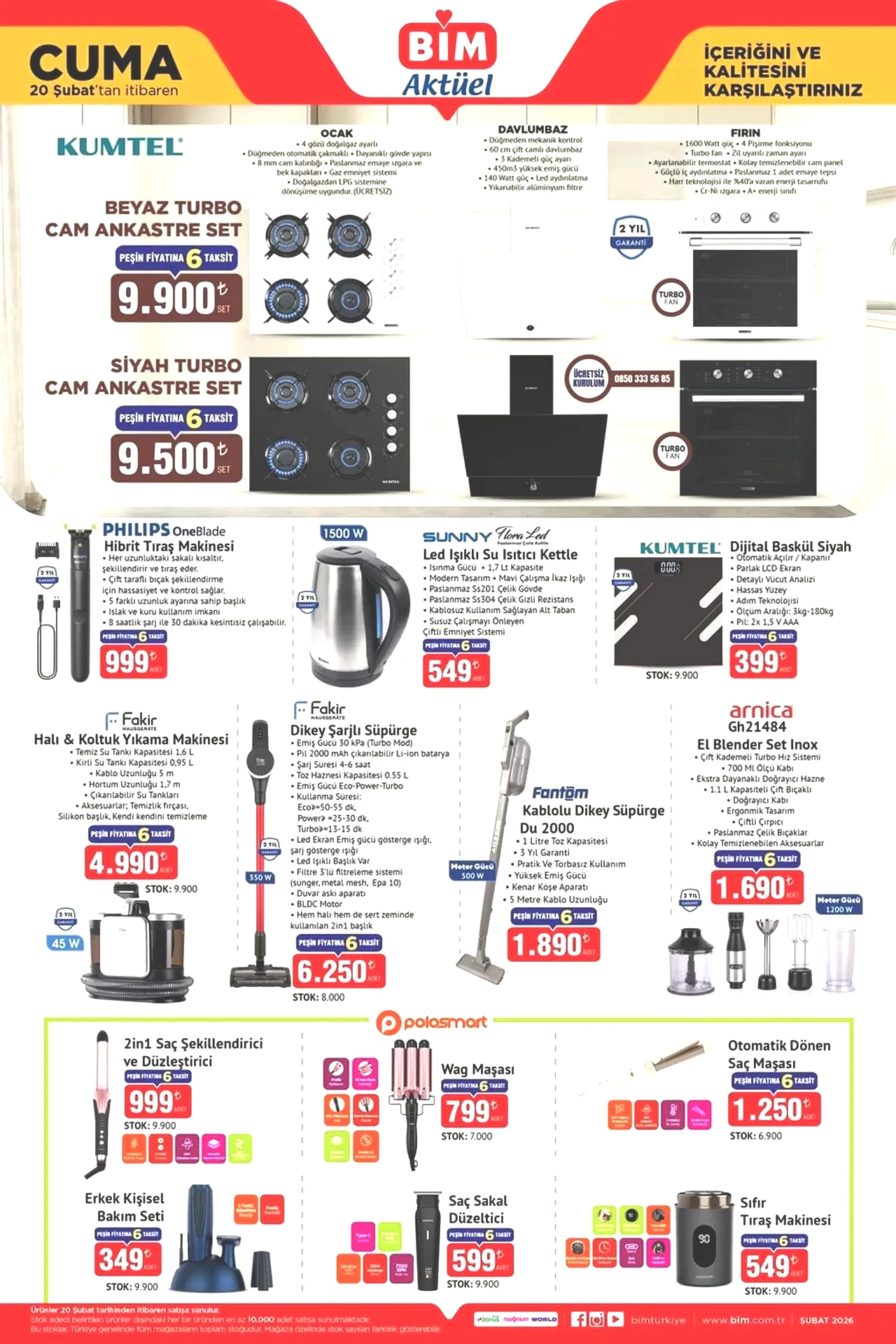 BİM yeni 20-27 Şubat aktüel ürünler kataloğu 2026! Şarjlı süpürge, tam otomatik kahve makinesi, ısıtıcı çeşitleri, digital tost makinesi 