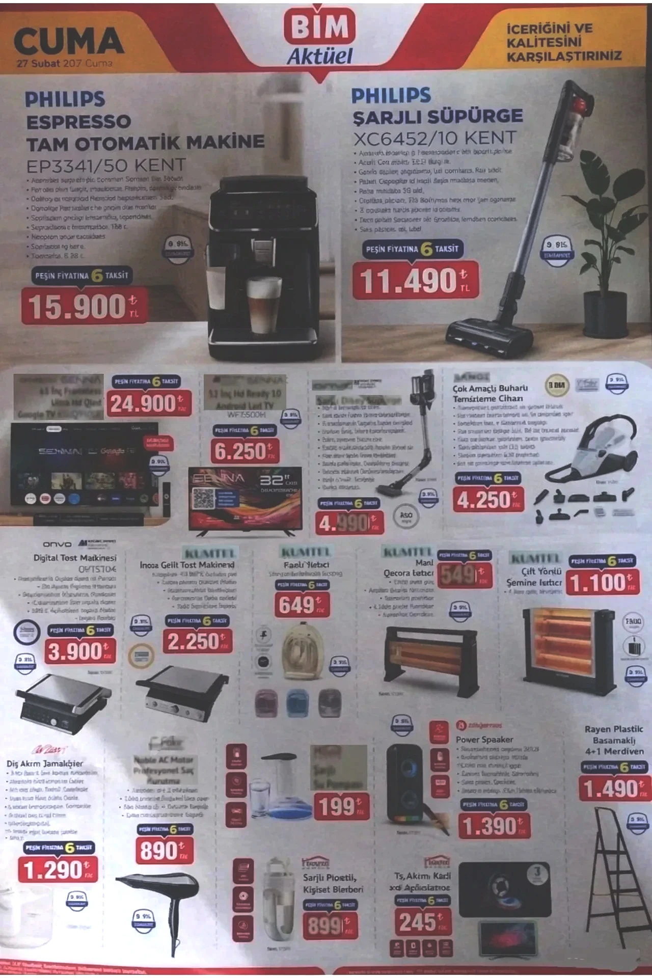 BİM yeni 20-27 Şubat aktüel ürünler kataloğu 2026! Şarjlı süpürge, tam otomatik kahve makinesi, ısıtıcı çeşitleri, digital tost makinesi 